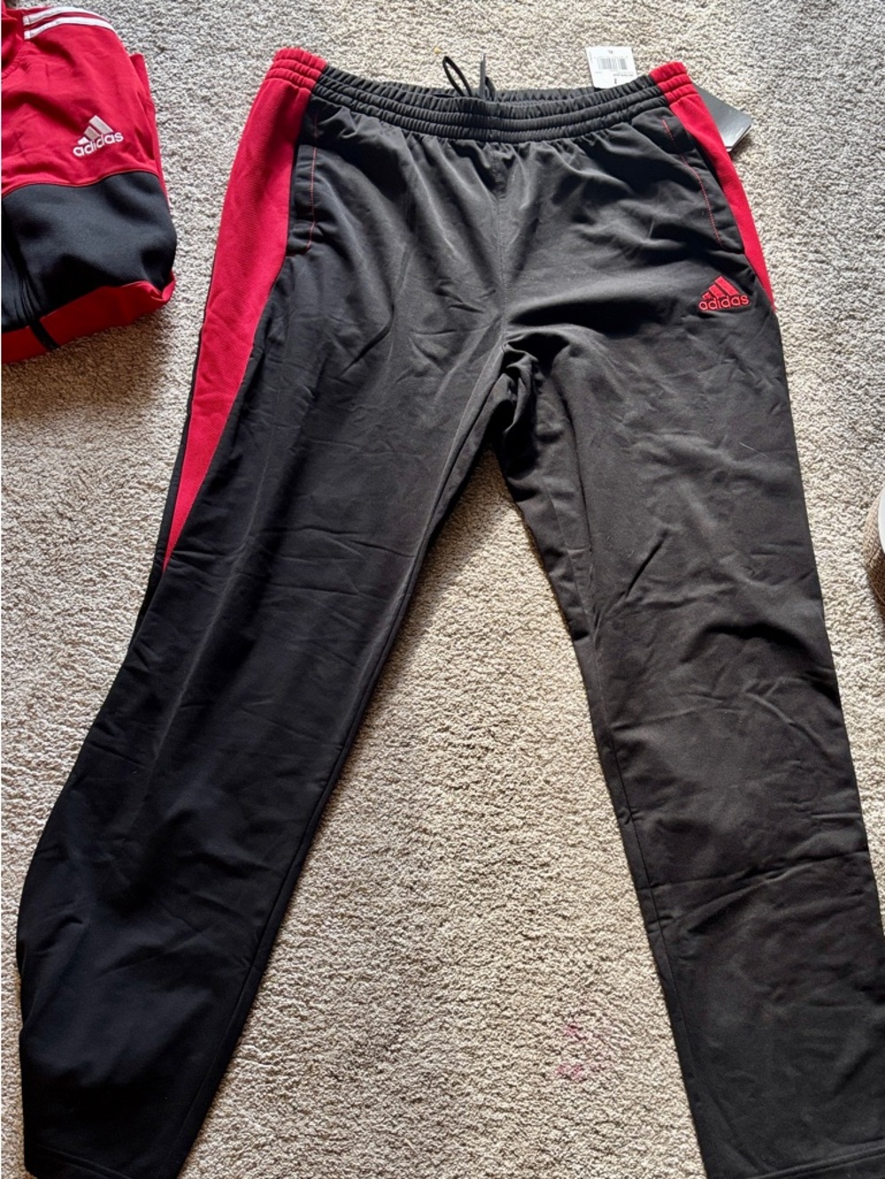 Adidas  Red and Black Men’s Track Jacket with White Stripes New with Tags xl - Picture 2 of 8